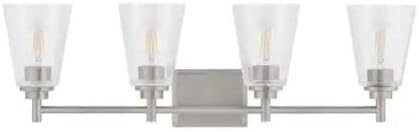 Hampton Bay Wakefield - Lámpara de tocador de baño de 31 pulgadas con 4 luces de níquel cepillado