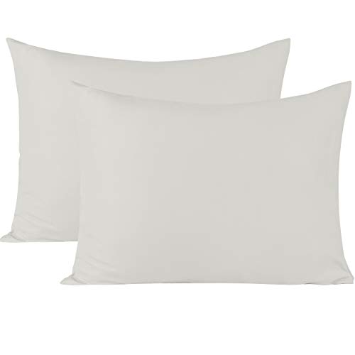 Image of Soft Pillow Covers 18 x 30 Inches - Egyptian Cotton 600 Thread Count Set of 2 Pillow Cover Set Envelope Closure Hotel Quality Pillowcase - Silver Gray