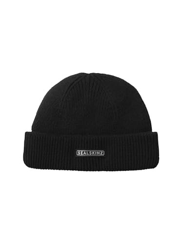 SEALSKINZ Standard Outdoor Langham Waterproof Cold Weather Beanie Hat, Black, S/M