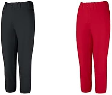 Mizuno Girls Youth Belted Low Rise Fastpitch Softball Pant, Black, Youth Large Girls Youth Belted Low Rise Fastpitch Softball Pant, Red, Youth Large