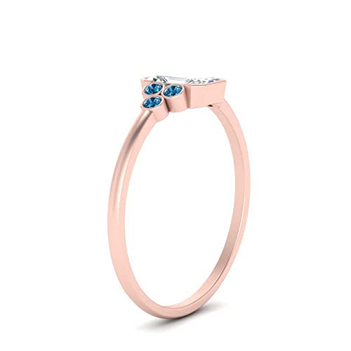 Image of Choose Your Gemstone Bezel Set Petite Diamond CZ Ring Rose Gold Plated Emerald Shape Petite Engagement Rings Everyday Jewelry Wedding Jewelry Handmade Gifts for Wife US Size 4 to 12