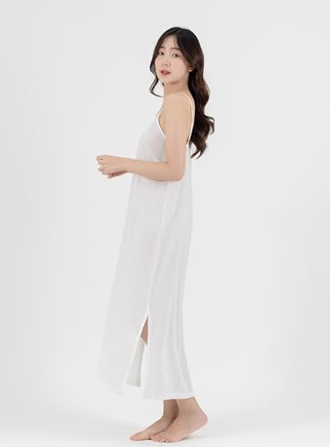 Long Cotton Full Slip Dress Lingerie Nightwear Adjustable Spaghetti Strap3