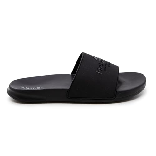 Image of Nautica Men's Open Toe Slide Sandals - Comfortable Indoor & Outdoor Shower Slippers