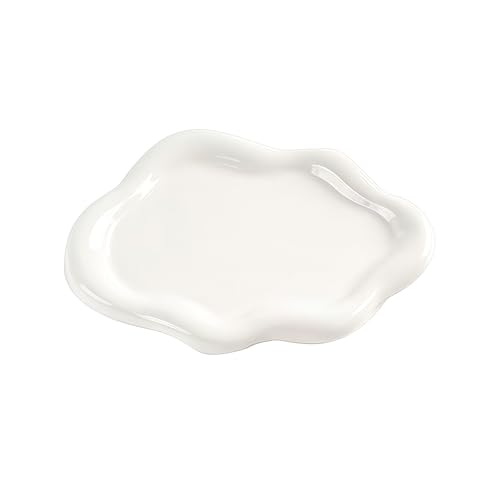 Tastetreasure 1 Pack Cloud Trinket Dish Irregular Shape Jewelry Tray for Women White Decorative Accessories Tray Aesthetic Jewelry Organiser and Key Bowl for Entryway Table and Bedside