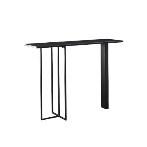 LJHFG63KUYT Indoor Home Rock Slab Bartisch mit Metallrahmen, schwarzer...