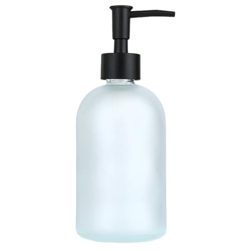410ml Soap Dispenser Glass Lotion Bottle with Rustproof Stainless Steel Press for Bathroom and Kitchen Use
