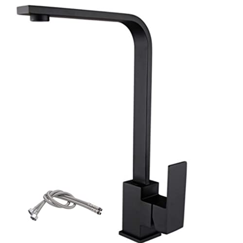 Black Paint Seven-Shaped Square Multi-Function Single Handle 304 Stainless Steel Wire Drawing 360 ° Rotary Brush Nickel Kitchen Sink Faucet Stainless Steel 7-Shaped Kitchen Faucet #TOP16