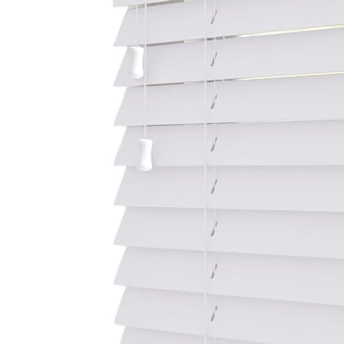 EV DEKOR Faux Wood Window Venetian Blinds 50mm Slats with String Trimmable Child Safe Easy Fit Office Home Blind (white, 60 x 150cm)