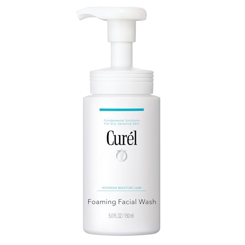 Curel Japanese Skin Care Foaming Daily Face Wash for Sensitive Skin, Hydrating Facial Cleanser for Dry Skin, pH-Balanced and Fragrance-Free, 5 Oz (Step 2 of 2-Step Skincare)