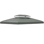 Outsunny 3x4m Gazebo Canopy Replacement Cover, 2 Tier Top Roof UV Cover Garden Patio Outdoor Sun Awning Shelters, Dark Grey (TOP COVER ONLY)