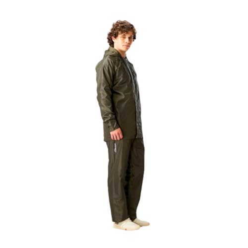Image of ZEEL Rain Coat For Men with Adjustable Hood, Polyester Waterproof Full Sleeves Raincoat, Top and Bottom Set Rainwear, Front Zip with Flap, Lightweight Raincoat (EWF74, Olive, XL)