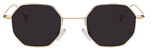 OWL Women Octagon Shape Vintage Sunglasses Colored Metal Frame Irregular Lens 30032