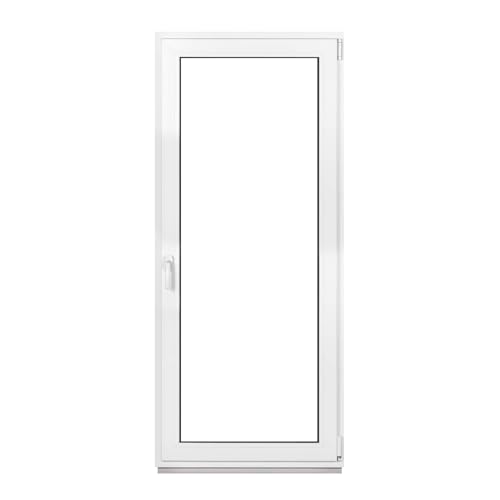 Framex Puerta de balcón de plástico para terraza, cristal, 2 compartimentos, interior blanco/exterior, blanco, 900 x 2000 mm, DIN derecha (mango izquierdo)