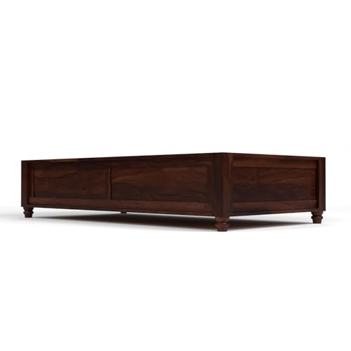 Image of PS DECOR Solid Wood Divana Cot for Home Hall || Diwan Cum Bed with Storage || 3 Seater Sofa Cum Couch || Divan Bed for Living Room || Without Pillow&Mattress (Walnut Finish)