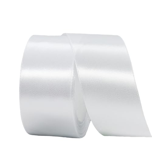 Cinta de Satén Ancho 40mm,Cinta Regalo Blanca,22m Seda Raso-Inta de Lazo,Cinta de Tela para Envolver regalos,Manualidades,Ramo de Novia,Globos,Cinta de Raso para Decoración de Recuerdos de Boda