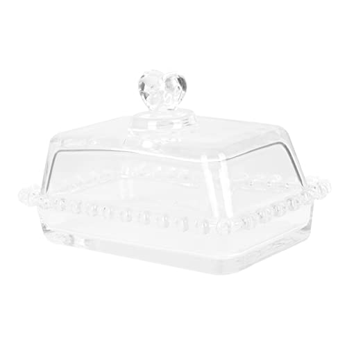 JECOMPRIS Large Glass Cake Storage Cake Serving Plate Butter Tray Lid Food Container