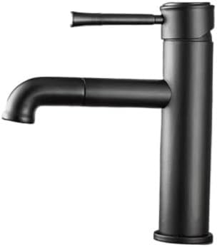 Antique Bronze Tall Basin Faucet, Rotating Spout Single Lever Deck-Mounted Mixer Tap(Black Short B)