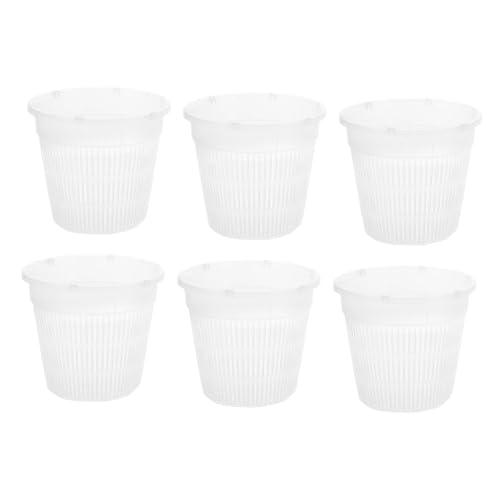 FytStycale 6 Piezas Macetas para con Cestas de Raíces Drenaje Eficiente Material PP Resistente Adecuado para Jardinería Exterior Y Decoraci, Redonda Blanca, 19cm