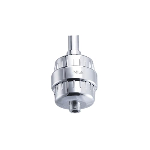Image of Mila Chrome Showerhead Filter | Hard Water Filter for Shower | Removes Chlorine & Contaminants | Vitamin C, Ceramic, Alkaline & Activated Carbon Balls | Wall Mounted | Durable ABS + POM |Easy Install