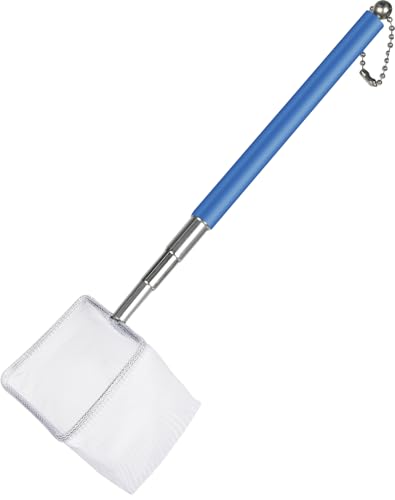 Pawfly Épuisette Aquarium 5 cm, Petit Filet Poisson Manche Extensible INOX, Maillage Carré Fin Doux pour Bébés Crevettes, Résidus Nourriture pour Aquarium...