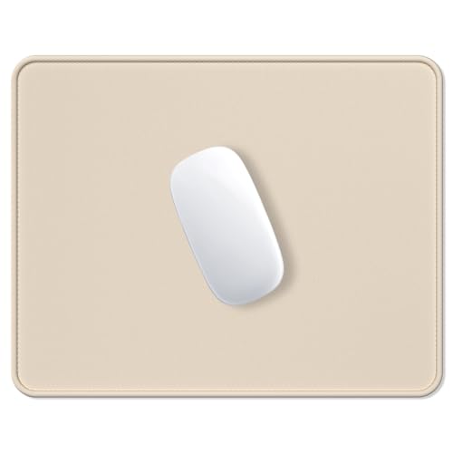 Hsurbtra Mouse Pad, Premium-Textured Square Mousepad 10.2 x 8.3 Inch, Stitched Edge Anti-Slip Waterproof Rubber Pretty Cute Computer Mat for Office Gaming Laptop Women Kids Beige