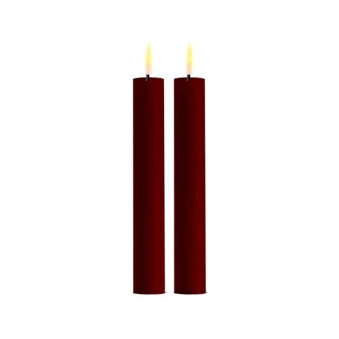 Deluxe Homeart Indoor Flameless LED Taper Dinner Candle 2 Set - with Real Flame™️ Technology - Battery Powered Candles (15 cm, Bourgogne) Cover