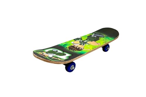 Papa Bear Ben-10 23"X 6" Double Kick Concave Skate Board 9 Layer Plywood Deck Standard Skateboards for Kids Boys Girls Beginners Teens Adult, Skateboard Combo with Safety Kit (Ben 10 w Safety kit)