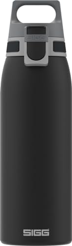 SIGG - Edelstahl Trinkflasche - Shield ONE Black - Für Kohlensäurehaltige Getränke Geeignet - Auslaufsicher - Federleicht - BPA-frei - Outdoor & Fitness - Schwarz - 1L