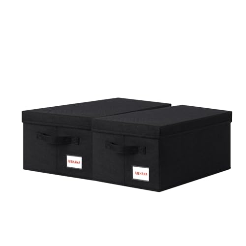 FBEHANA CD/DVD Storage Case - Perfect CD/DVD storage case universal, stackable DVD organizer with lid,2Pack CD holder 15.75 x 6.3 x 6.1 inches - can hold 90 CDS /40DVDS Black