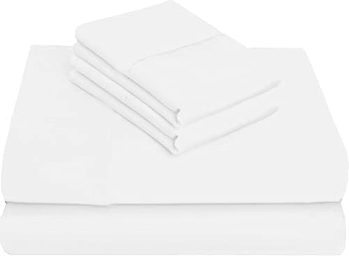 Full-XL Sheets Extra Deep Pockets 15 Inch 500 Thread Count 4 Piece Sheet Set 100% Cotton Sheet Set White Solid Sheet,Long Staple Cotton Bedsheet and Pillow Cover,Sateen Finish,Soft,Breathable