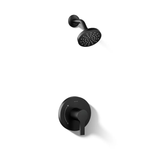 KOHLER TS35321-4G-BL Elate Rite-Temp Shower Trim with Single Function 1.75 GPM Showerhead Matte Black Modern Shower Fixture Water-Saving Design