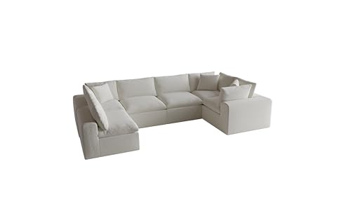 Image of 130 inch OversizedCloud Couch, 6 Seater Sleeper Sofa, White