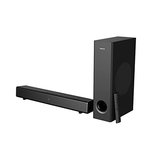 Creative Stage 360 ​​2.1 Soundbar mit Subwoofer für TV, PC, Desktop mit Dolby Atmos, Surround Sound, HDMI ARC/2.0, Bluetooth, Opt. IN,IR-Fernbedienung
