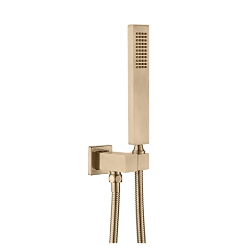Pomme de douche à main carrée en laiton massif or brossé pour système complet