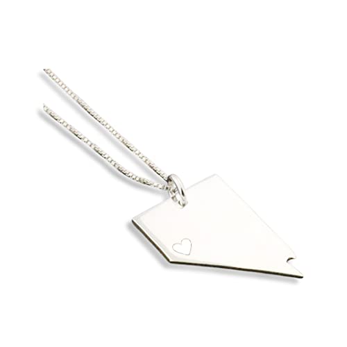 Nevada Necklace Personalized Engraveable Sterling Silver Nevada State Necklace With Heart Comes With Box Chain - Hometown Jewelry #TOP20