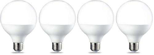 Amazon Basics Bombilla LED E27, G93, estilo globo, con rosca Edison, 14,5 W (equivalente a 100 W), brillante y cálida,no regulable, paquete de 4, CRI80