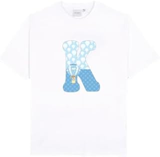 تيشرت قطن ابيض مزخرف بحروف (K) بتصميم زهور عتيقة للاولاد (3-6 سنوات)