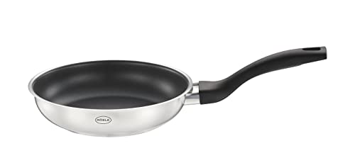 RÖSLE Basic Line Bratpfanne Ø 20 cm, Universalpfanne mit Antihaftversiegelung ProPlex, Edelstahl 18/10, induktions- und spülmaschinengeeignet, Silberfarben / Schwarz