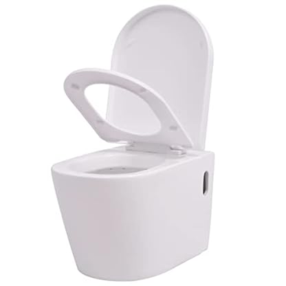 Wandhänge-WC mit verdecktem Spülkasten, Keramik, weiß, Toilette: – Bild 4