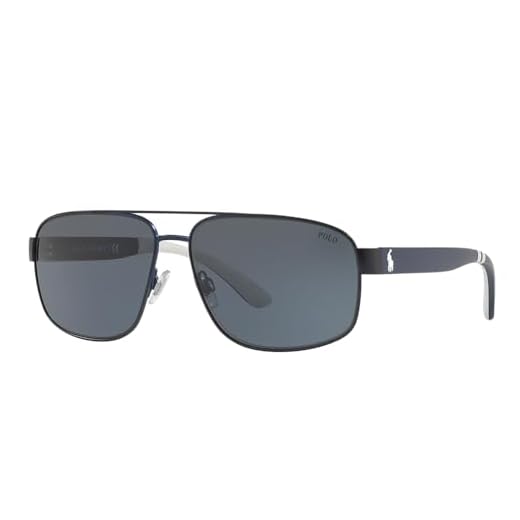 Polo Ralph Lauren Óculos de sol masculinos estilo aviador Ph3112, Fosco azul marinho/cinza, 62 mm