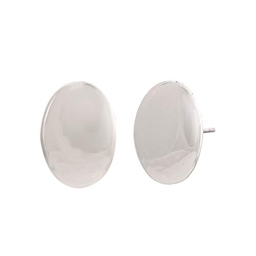 Non Precious Metal Rhodium Smooth Stud Earrings