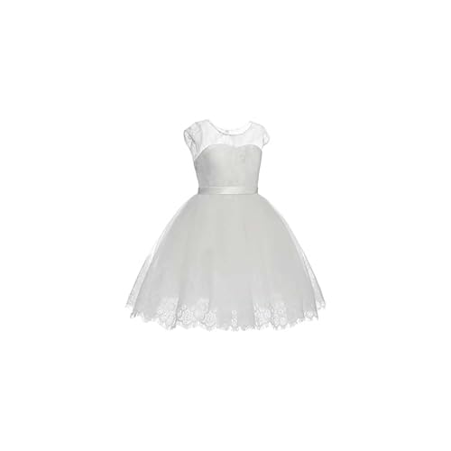 White Flower Girl Dresses for Wedding Tulle First Communion Dresses Ball Gown Girl Dress with Tie 20253