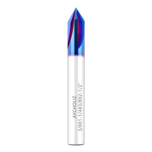 60 Degree Chamfer End Mill 3/8" Diameter Carbide Chamfering Mill 4 Flute CNC V Bit for Alloy Steel,Hardened Steel (TiAlSiN Coated)