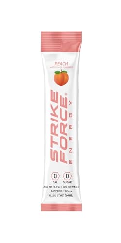 Image of Strike Force Energy Drink Mix - Peach Flavor - Natural Tasting Caffeine Drink - Turn Any Drink into a Healthy Energy Drink - Zero Calories, Keto Friendly, Sugar Free, Pre Workout (30 Liquid Packs)