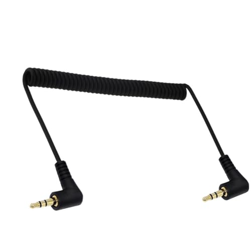 Gerolde Stereo Audio Kabel Haokiang Rechte Hoek 90 Graden 1 tot 6Ft 3.5mm Spring Audio Aux Verlengkabel voor Huis/Auto Stereo, Telefoon, Headset en meer (TRS M/M)