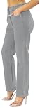 UK Dispatch Womens Side Elastic Waist Jeans Straight Leg Regular Fit 25" Leg Ladies,18,Grey