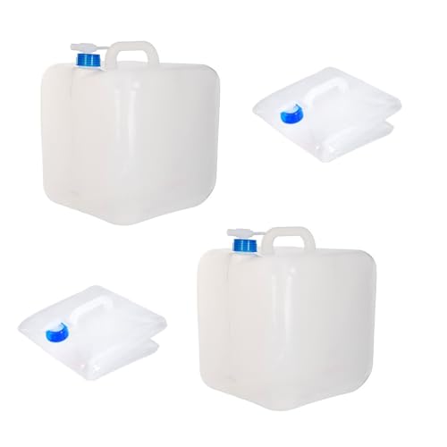 2 Pack Contenedor de Agua Plegable - Jarra de Agua Libre de BPA, Balde Plegable con Grifo y Gancho, Contenedor de Almacenamiento de Agua para Camping, Senderismo y Supervivencia, 10L