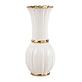 YUSHUIHOME White and Gold Ceramic Vase Decoration,Home Living Room Center Decorative Bottle for Living Room Dining Center Decoration. Office. Hotel. Dining Room