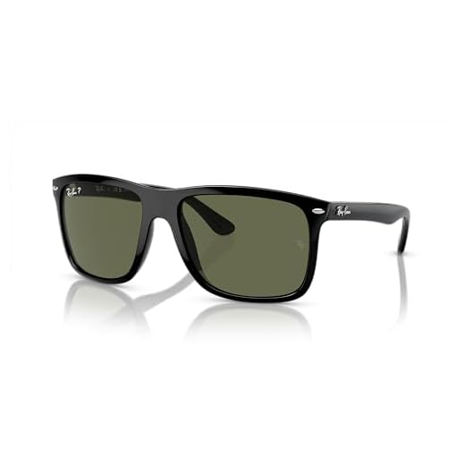 Óculos de Sol Ray-Ban Polarizado Boyfriend Two 0RB4547 601/58 Tam 60 / Preto - Lentes Verde