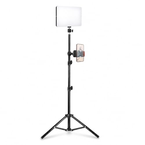 Image of 11-Inch USB LED Video Light with Tripod Stand & Phone Holder, Dimmable Soft Panel Light for YouTube, Photography, Makeup, Live Streaming and Video Recording